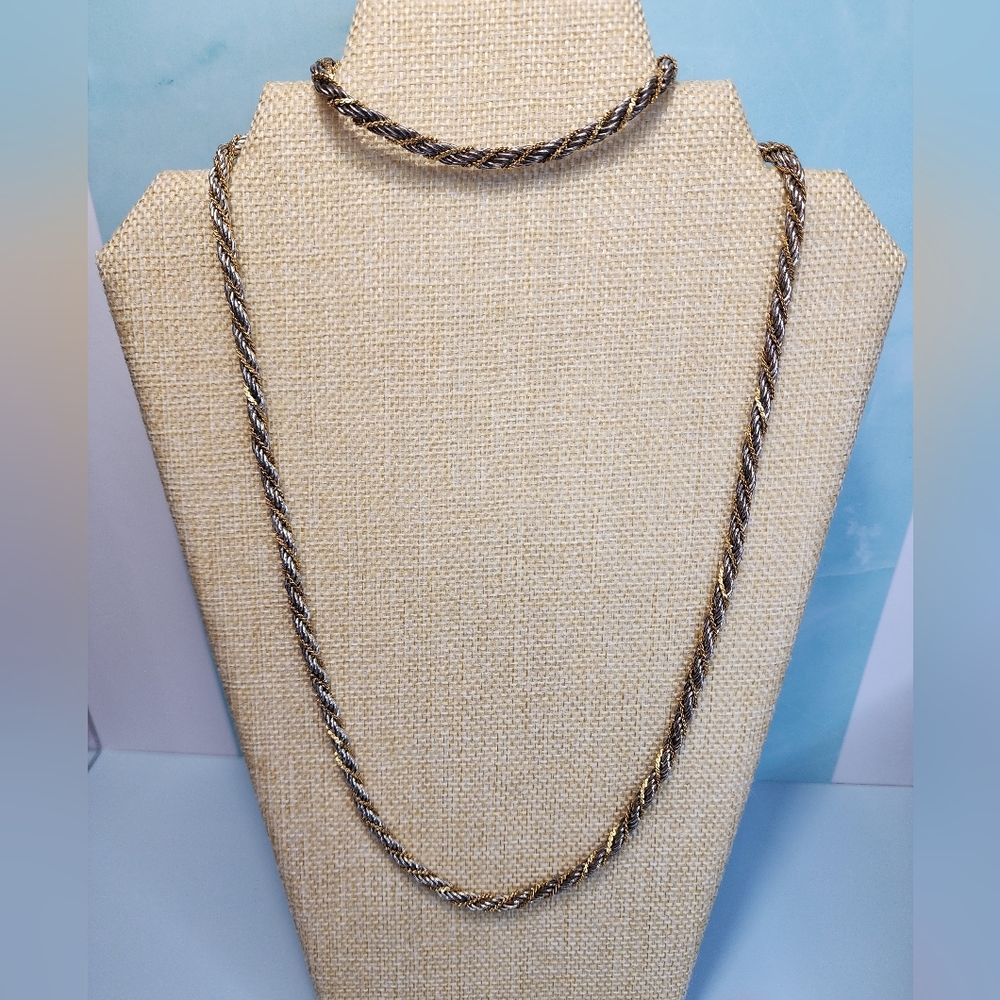Vintage Two-tone Rope Necklace and Bracelet